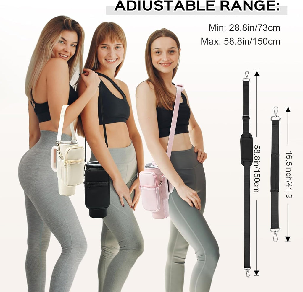 Stanley Water Bottle Carrier Bag - Neoprene Holder with Adjustable 4.9FT Strap & Pouch for 30 oz Tumbler