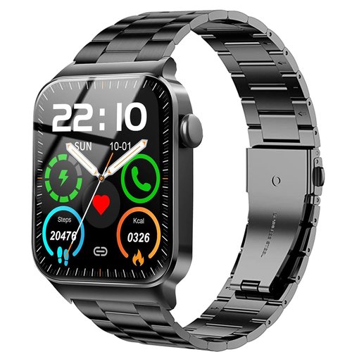 Compatible for Donerton T50S T50H Smart Watch Band, Lamshaw Quick Release Stainless Steel Metal Replacement Straps Compatible for Donerton T50S T50H 1.85" Smartwatch/Uaue T50S 1.85" Smart