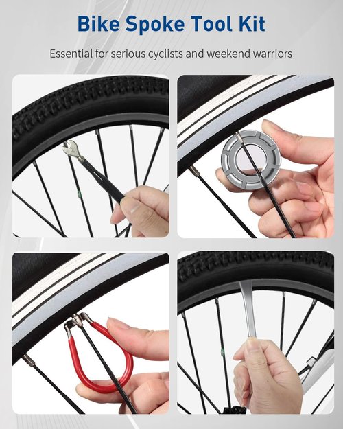 Pawfly Bike Spoke Wrenches, Bike Spoke Tool Kit with 3 Bicycle Tire Levers, Bicycle Spoke Wrench Tools, Bicycle Rim Truing Tool Set, Bike Rim Correct Kit, 8-Piece Bike Repair Tool Kit