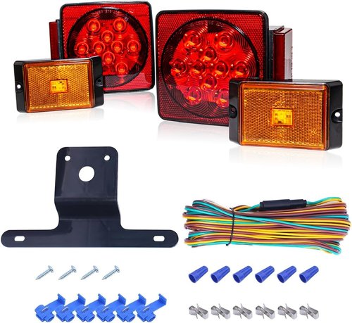 MAXXHAUL 70205 Trailer Light Kit - Waterproof 12V LED Lights for Trailers, Boats, RVs | Red