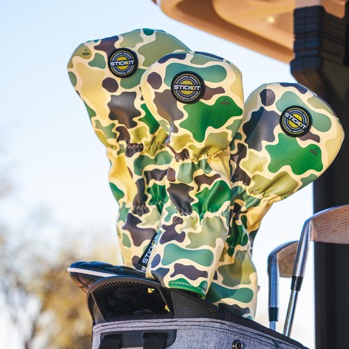 STICKIT Magnetic Fairway Woods and Hybrids Head Cover - Fatigue Camo | Premium Leather Golf Accessory with Industrial Magnetic for Easy Attachment | Fits Most Fairway Woods/Metals and Hybrids