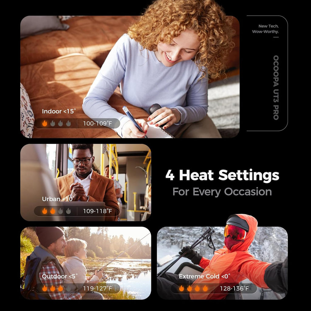 OCOOPA AI Smart Magnetic Hand Warmers - Rechargeable 2 Pack with 10000mAh Battery | 4 Heat Levels, Max 136°F