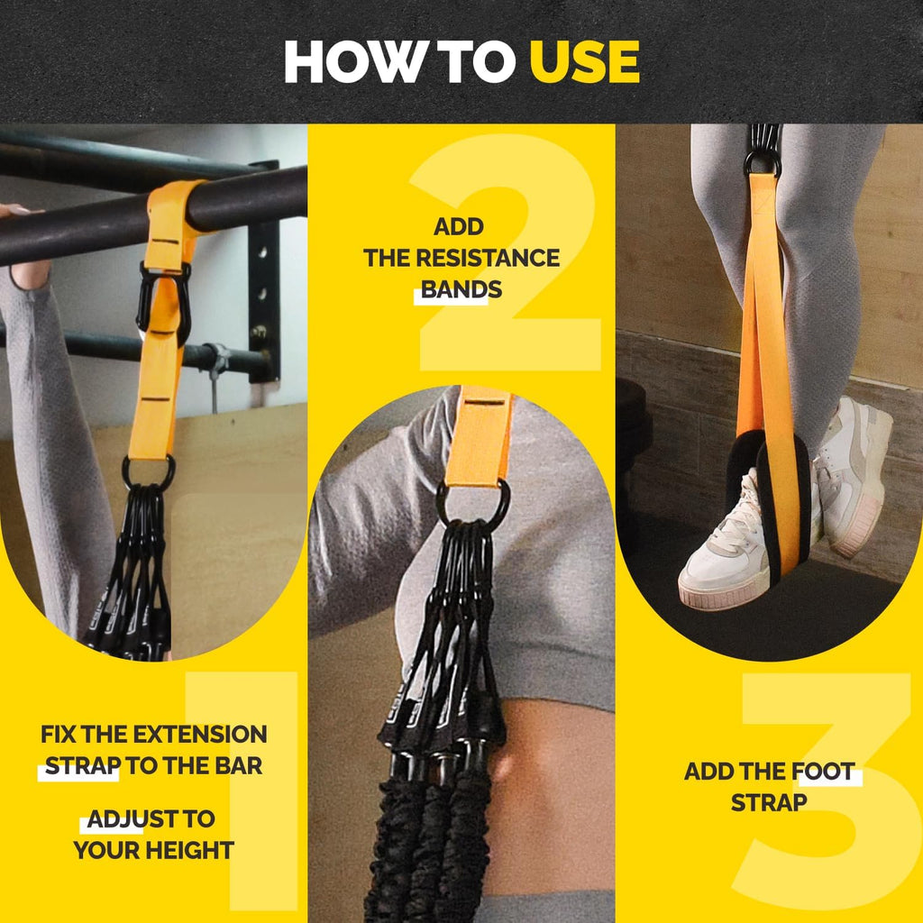 Skiennix Pull Up Assistance Bands - Heavy Duty Adjustable Strap & Foot Rest - Stackable Resistance Set for Strength Training