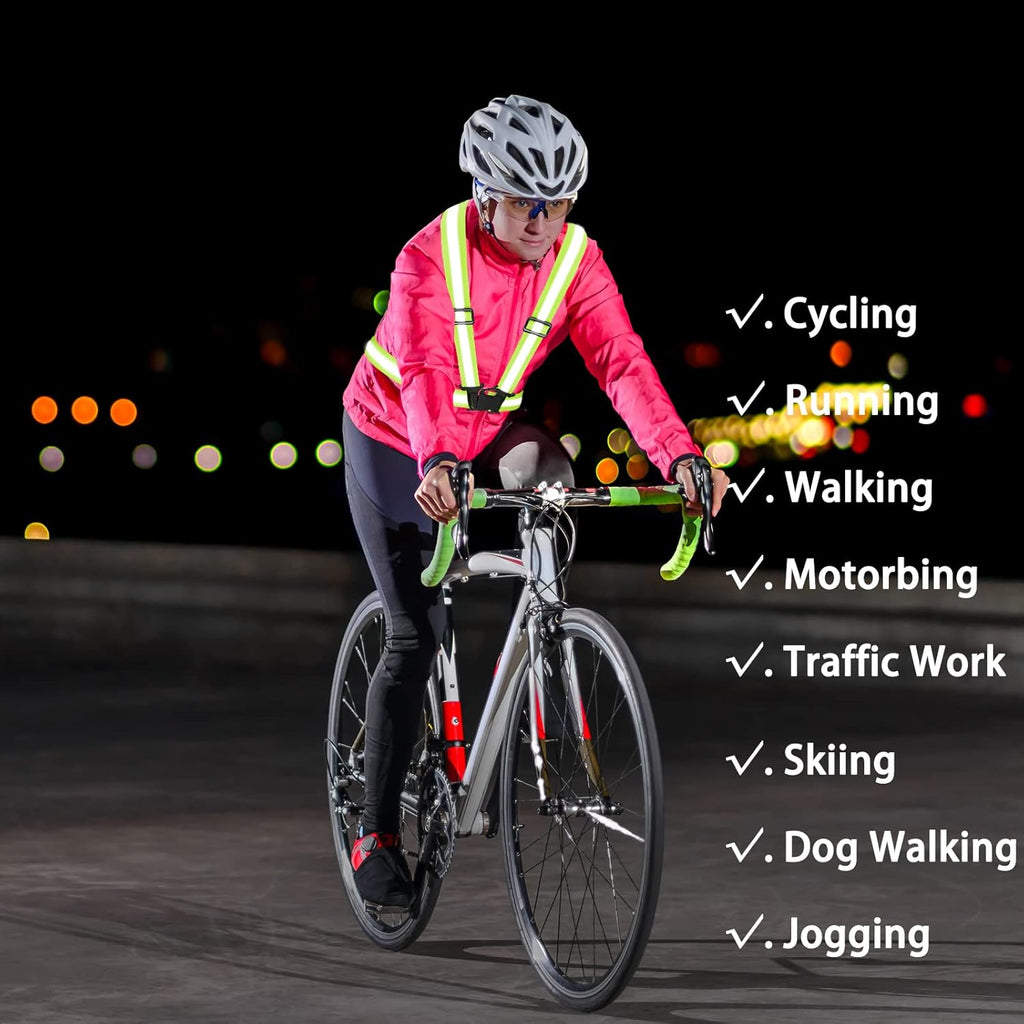 Skiennix High Visibility Reflective Vest - Adjustable Safety Gear for Running, Walking & Night Cycling