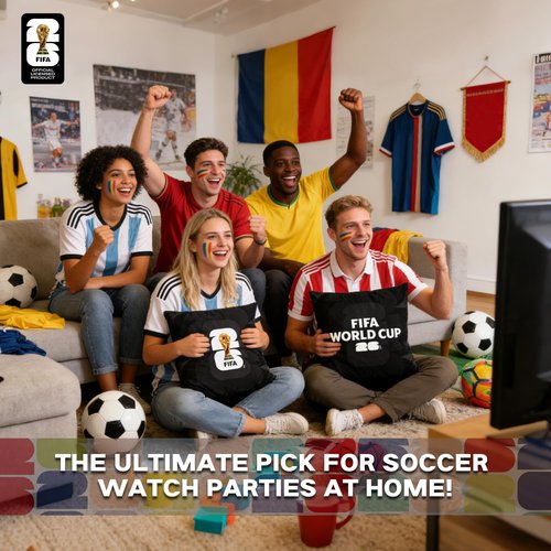 MESUCA FIFA World Cup 2026 Trophy Throw Pillow - Official Plush Cushion | 18x18 Inch Home Decor Gift for Soccer Fans