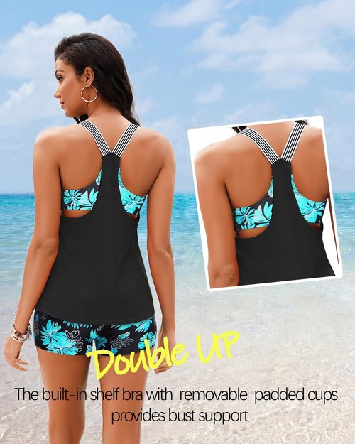 Daci Tankini Swimsuits for Women - 2025 Tummy Control 2-Piece Bathing Suit with Shorts