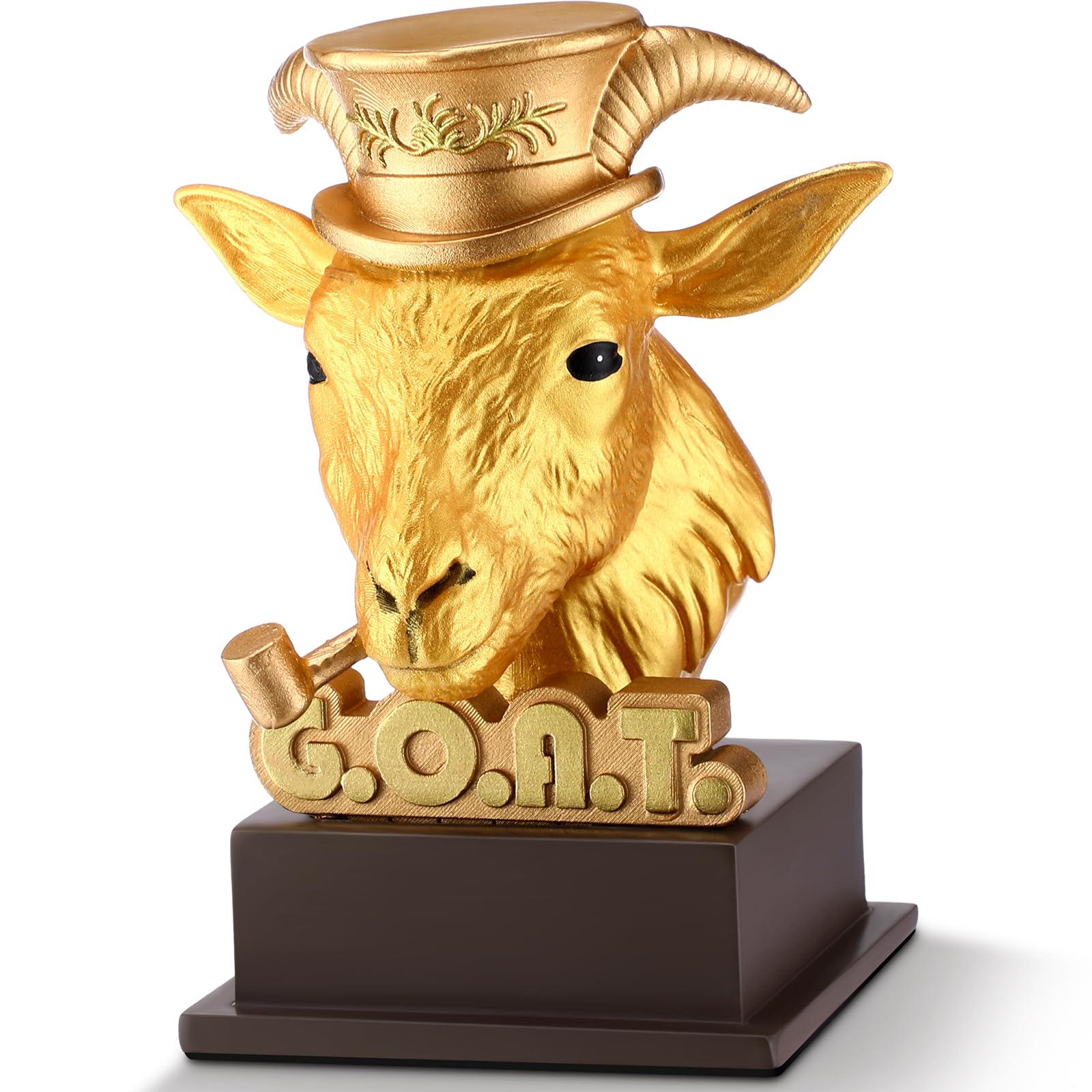 Zhengmy Goat Trophy Winner Award G. O. A. T. Funny Gifts for Dad, Humorous Resin Statue Appreciation Recognition Plaque for Sports Office Employee Boss Coworker(Golden)