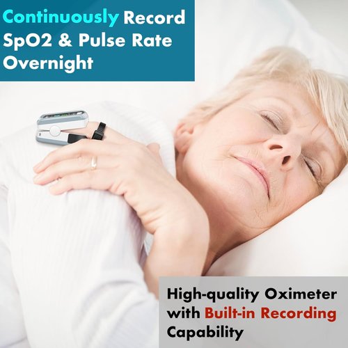 EMAY Sleep Oxygen Monitor - Bluetooth Pulse Oximeter with App & 72-Hour Memory for SpO2 Tracking