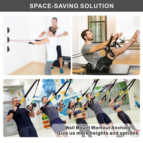 Wpbhk 3PCS Resistance Band Wall Anchors, Wall Mounted Anchors for Resistance Bands, Wall Mount Workout Anchors for Home Gym Workouts, Strength Training, Physical Therapy