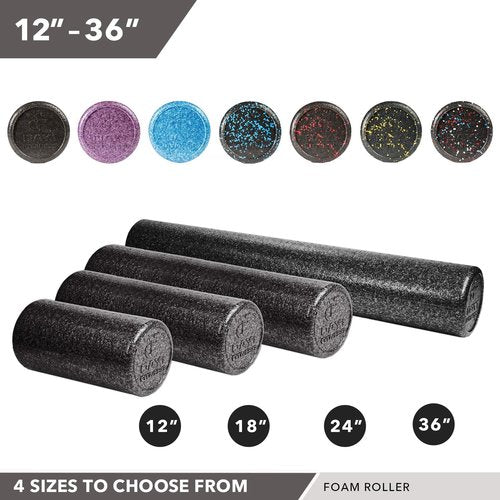 Day 1 Fitness Muscle Foam Roller - High Density Sports Massage for Stretching & Pain Relief - Solid Blue, 12”