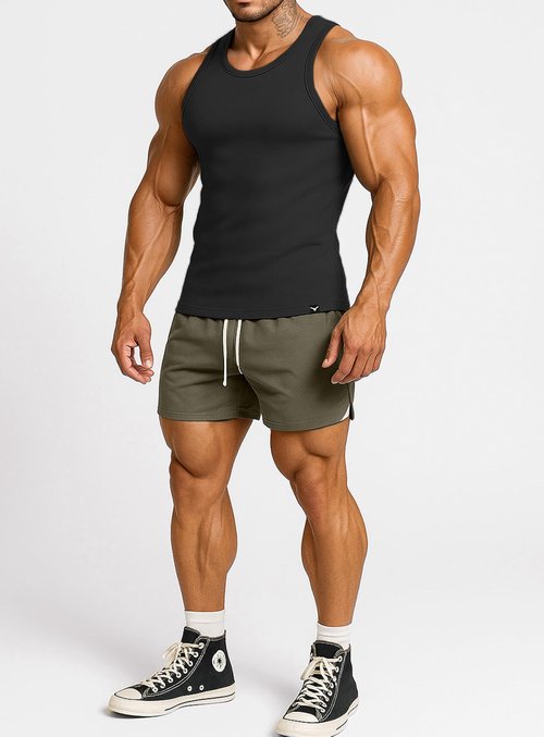 Project Titan Men's Ribbed Workout Tank Tops Fitness Muscle Gym Tanks Sleeveless Bodybuilding Shirts Charcoal Grey