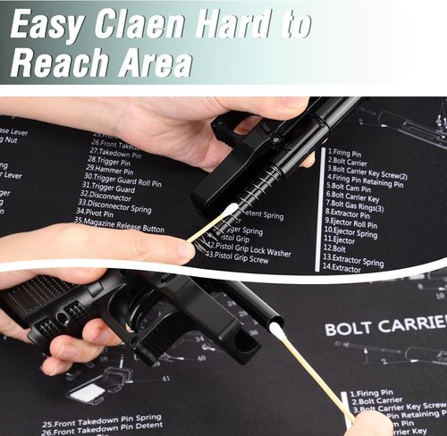 BOOSTEADY Cotton Gun Cleaning Swabs - 6 Inch with Bamboo Handle | Choose Your Tip Option