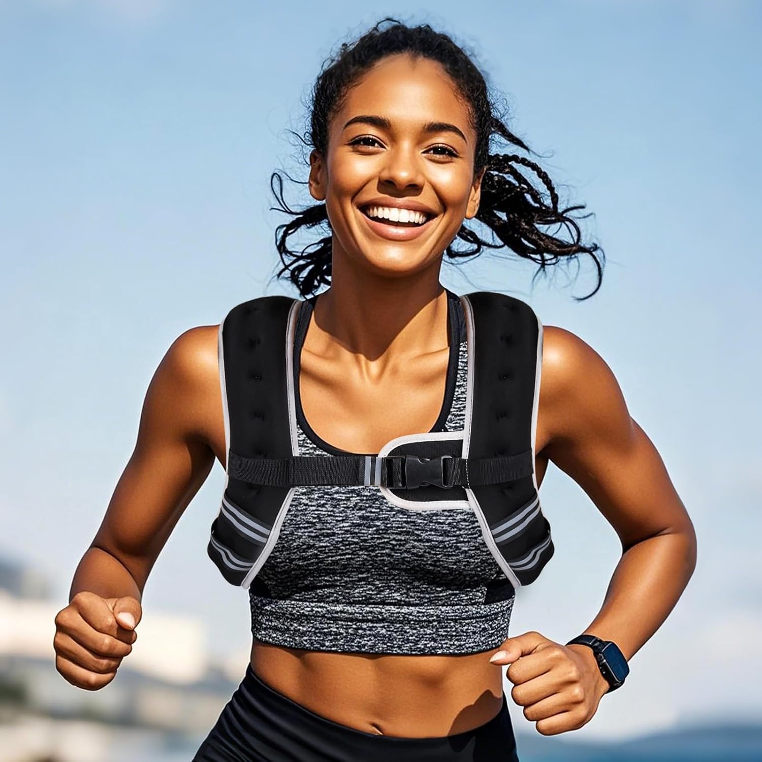WIN4ALL Adjustable Weighted Vest for Women - 6lb to 20lb for Walking, Strength Training & Fitness | Black