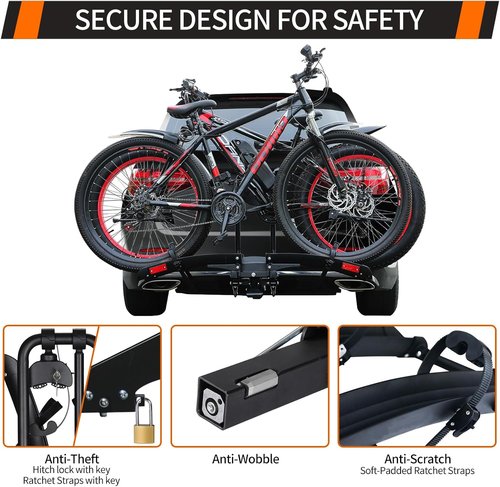 Bike Rack by [Brand Name] - 2-Inch Receiver Hitch Rack for 2 Bikes | 200 lbs Capacity, Fat Tire Compatible