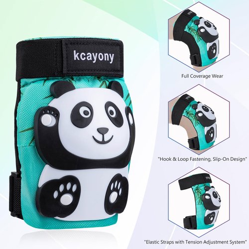 kcayony Kids Knee Elbow Wrist Pads Set for Boys Girls Age 3-15 Years, Protective Gear for Skateboard Bike Roller Skating Scooter Inline Skating Sports (Cyan, M(8-15years Old)(55-88lb))