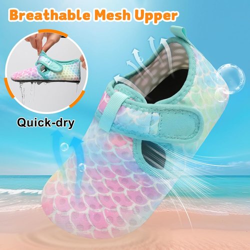 LeIsfIt Kids Water Shoes - Quick Dry Aqua Socks for Boys & Girls | Breathable Non-Slip Swim Shoes