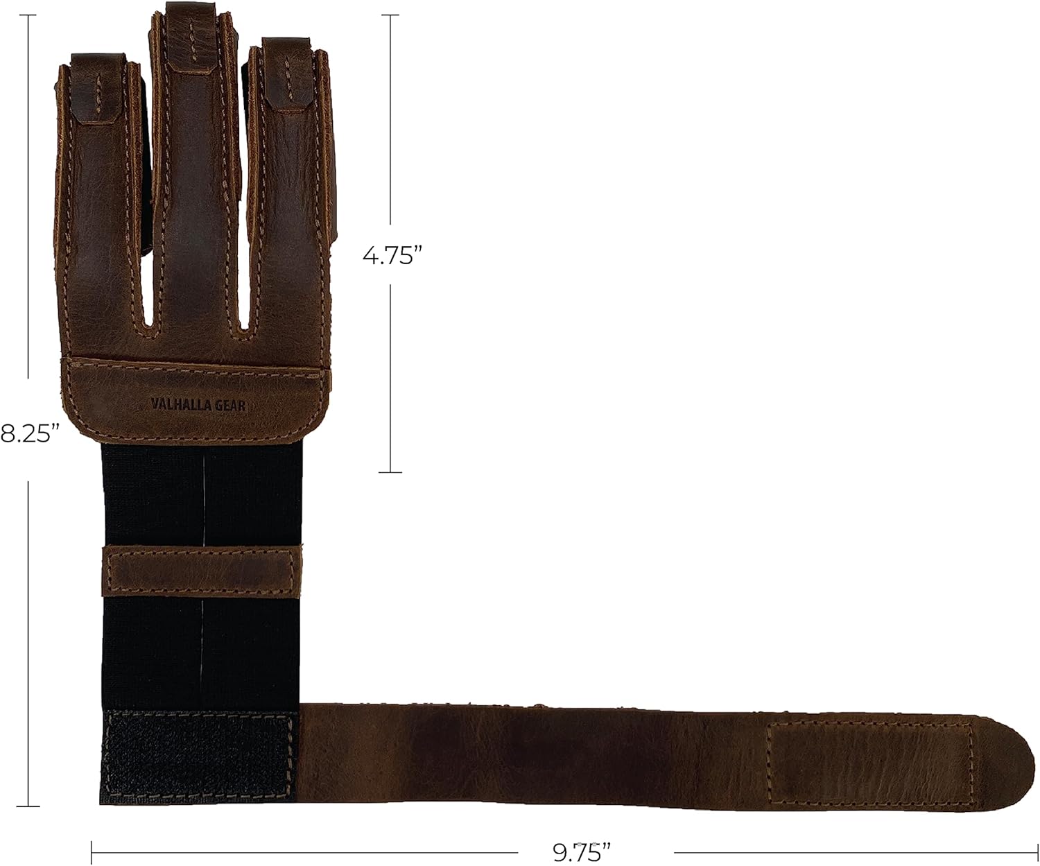 Three-Finger Archery Glove, Bow and Arrow Shooting, Target Practice, Accessory for Archers, Protection for Wrist & Fingers, Full Grain Leather, Handmade, Bourbon Brown
