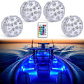 Seaponer Wireless Battery Operated Boat Lights - Waterproof RGB LED Marine Lights for Deck & Interior | 4-Pack