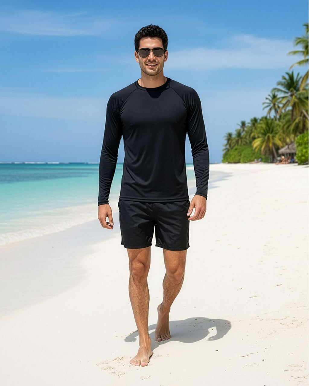 Real Essentials Men's Long Sleeve Rash Guard Shirt - UPF 50+ Sun Protection | Quick Dry (Big & Tall)