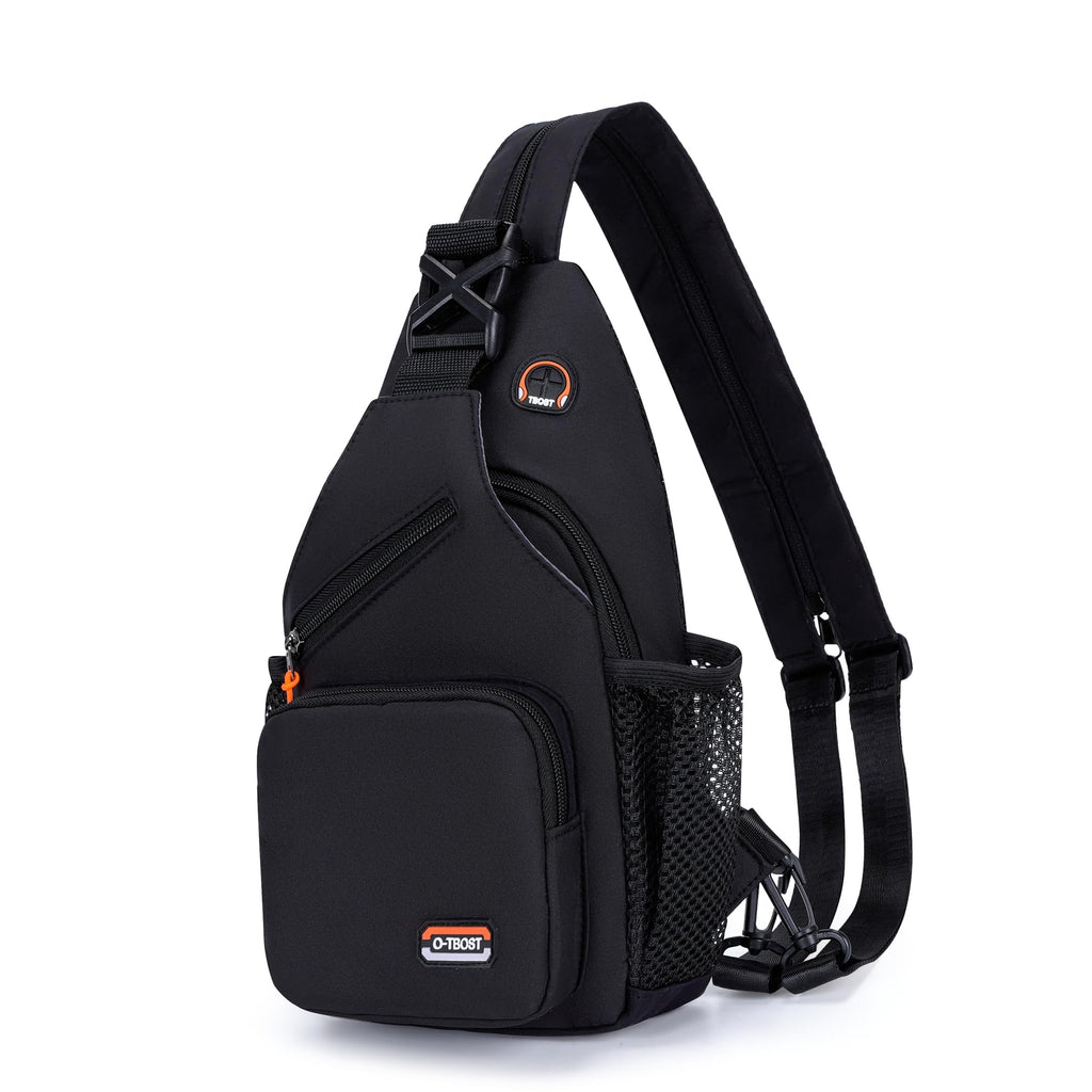 O-TBOST Travel Small Sling Bag Crossbody Bags for Women Men Casual Backpack Cross Body Pack Daypack for Hiking and Biking (black)
