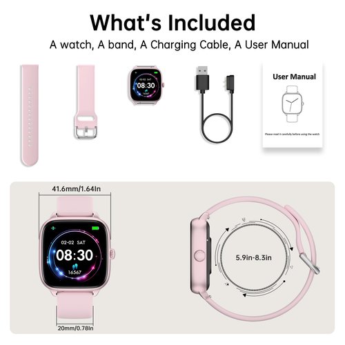 JYUAJOI Health Fitness Tracker (Answer/Make Calls), Smart Watch with 24/7 Heart Rate Monitor, Activity Tracker with Blood Pressure, Blood Oxygen, 120+ Sport Modes Sleep Tracker for Women Men (Pink)
