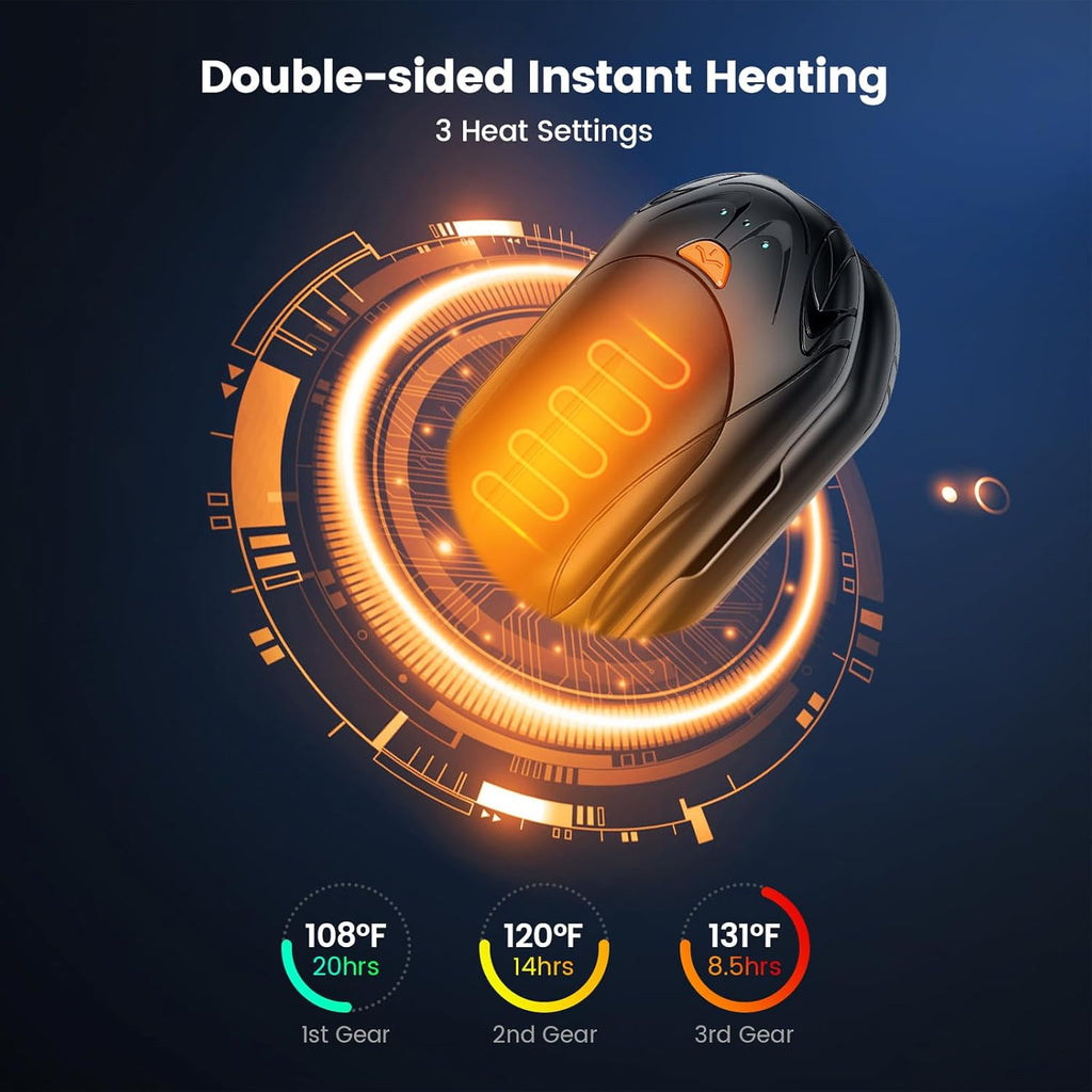 Skiennix Rechargeable Hand Warmers - 6000mAh Portable Electric Heater | 20 Hours of Heat, 2-Pack