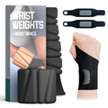 Wrist Weights, Ankle Weights for Women Men, With Wrist Brace，Silicone Wrist Weighted Bracelets - Adjustable Leg & Arm Weights,Ankle Weights for Workout, Running, Yoga, Swimming，2 Lbs(1Lbs Each) (Obsidian Black)