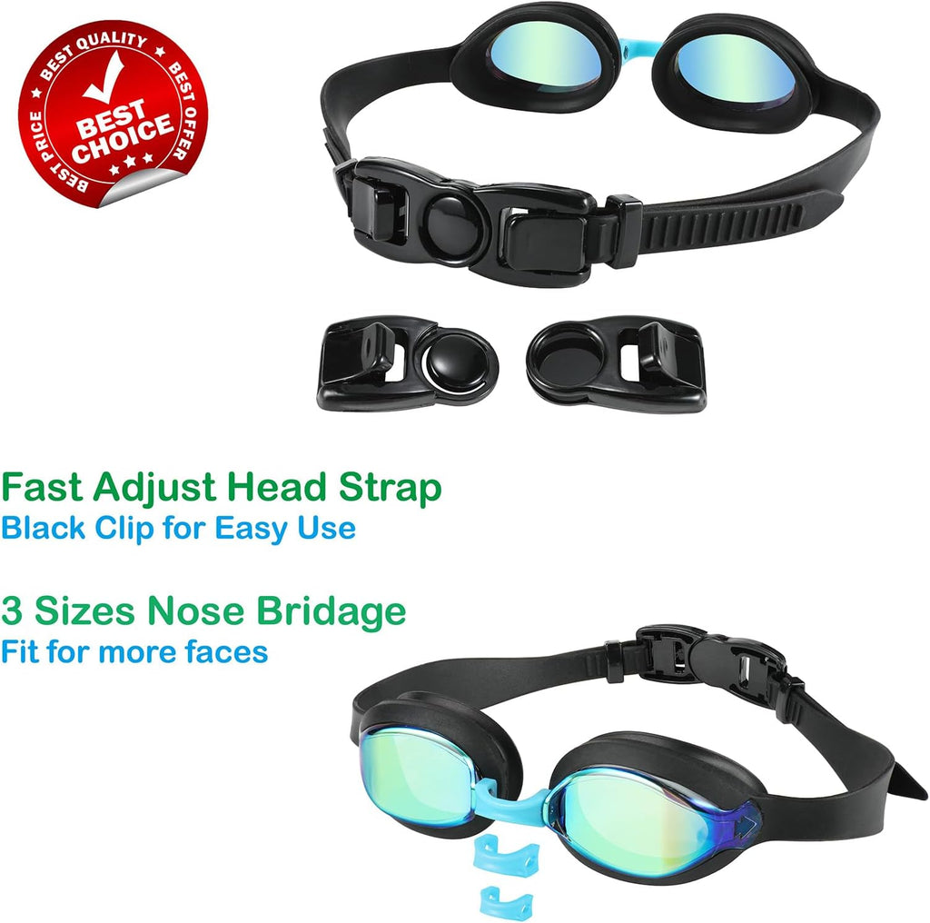 Skiennix Kids Swim Goggles - 2 Pack for Ages 3-14 | Comfortable Fit with Protective Case