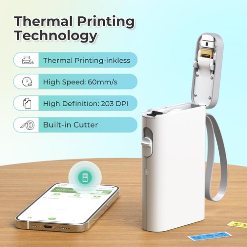 Nelko Label Maker - P21 Bluetooth Wireless Label Printer with Multiple Templates | Compact White Design