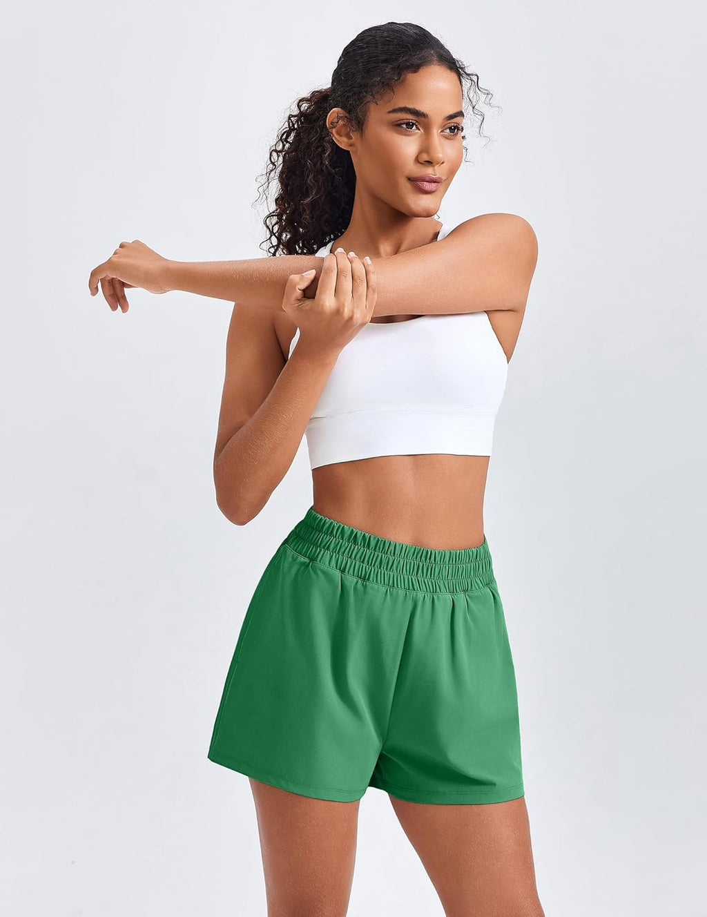 PINSPARK Women's 2-in-1 Running Shorts - Quick Dry High-Waisted Athletic Shorts with 4 Pockets