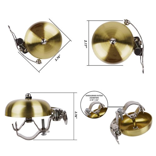 RidingRush Brass Bike Bell, Bicycle Bell for Adult Bikes, Loud & Clear Sound Bicycle Bell for Adults & Kids Classic Design, Easy Installation Fits Mountain, Road, Folding Bikes and Scooters
