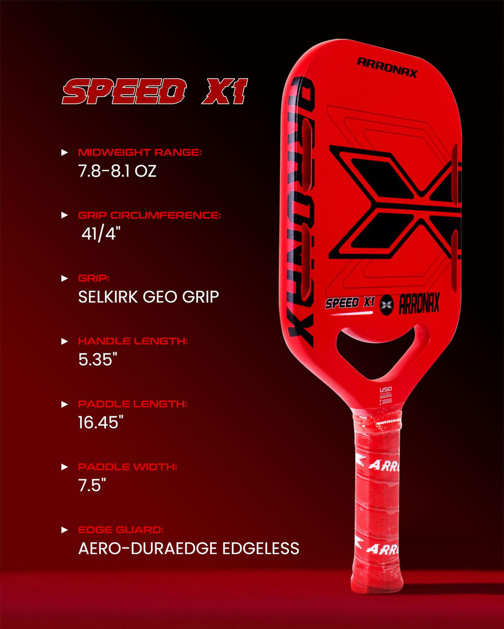 Pickleball Paddles, Carbon Fiber Pickleball Paddle with Paddles Cover, Aerodynamic Openpickleball Paddle, Pickle Ball Pellet Painted Edgeless Style (ARX1-Rose red)