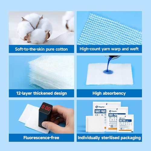 100Pcs Sterile Gauze Pads - 4x4 Inch, 12-Ply, Highly Absorbent Cotton for Wound Care