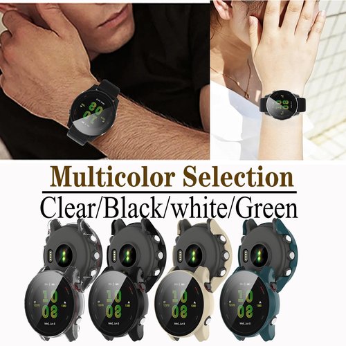 [4-Pack] Screen Protector Case with Tempered Glass Compitible with Garmin Forerunner 255 Smart Watch, Hard PC Case Screen Protector Cover Bumper Accessories for Women Men