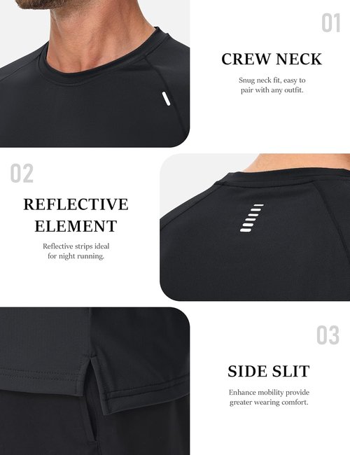 MAGCOMSEN Men's Athletic Dry Fit Shirt - Lightweight Mesh Short Sleeve for Performance & Hiking