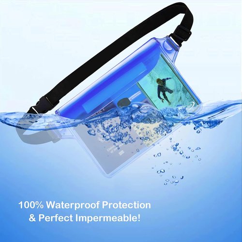 AiRunTech Waterproof Pouch - 2 Pack Waist Strap for Safe & Dry Phone Storage | Ideal for Beach, Boating & Water Activities