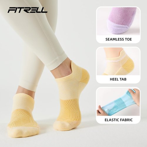 FITRELL Ankle Running Socks - 5-6 Pairs of Cushioned Low Cut Athletic Socks for Women