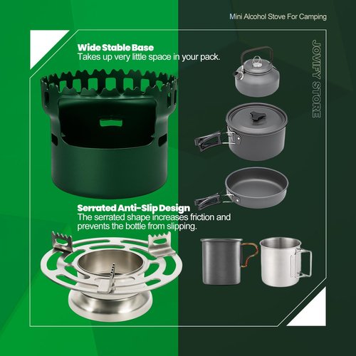 Alcohol Stove Camping Portable Backpacking Lightweight Alcohol Burner Stove with Aluminium Stand for Outdoor Hiking Picnic Emergency Coffee Camping