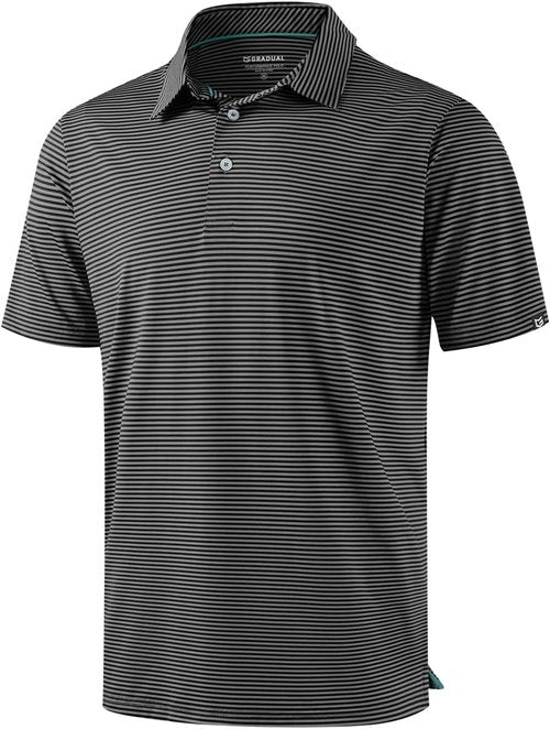 G Gradual Men's Golf Shirt - Moisture-Wicking Dry Fit Performance Polo | Short Sleeve Striped Design
