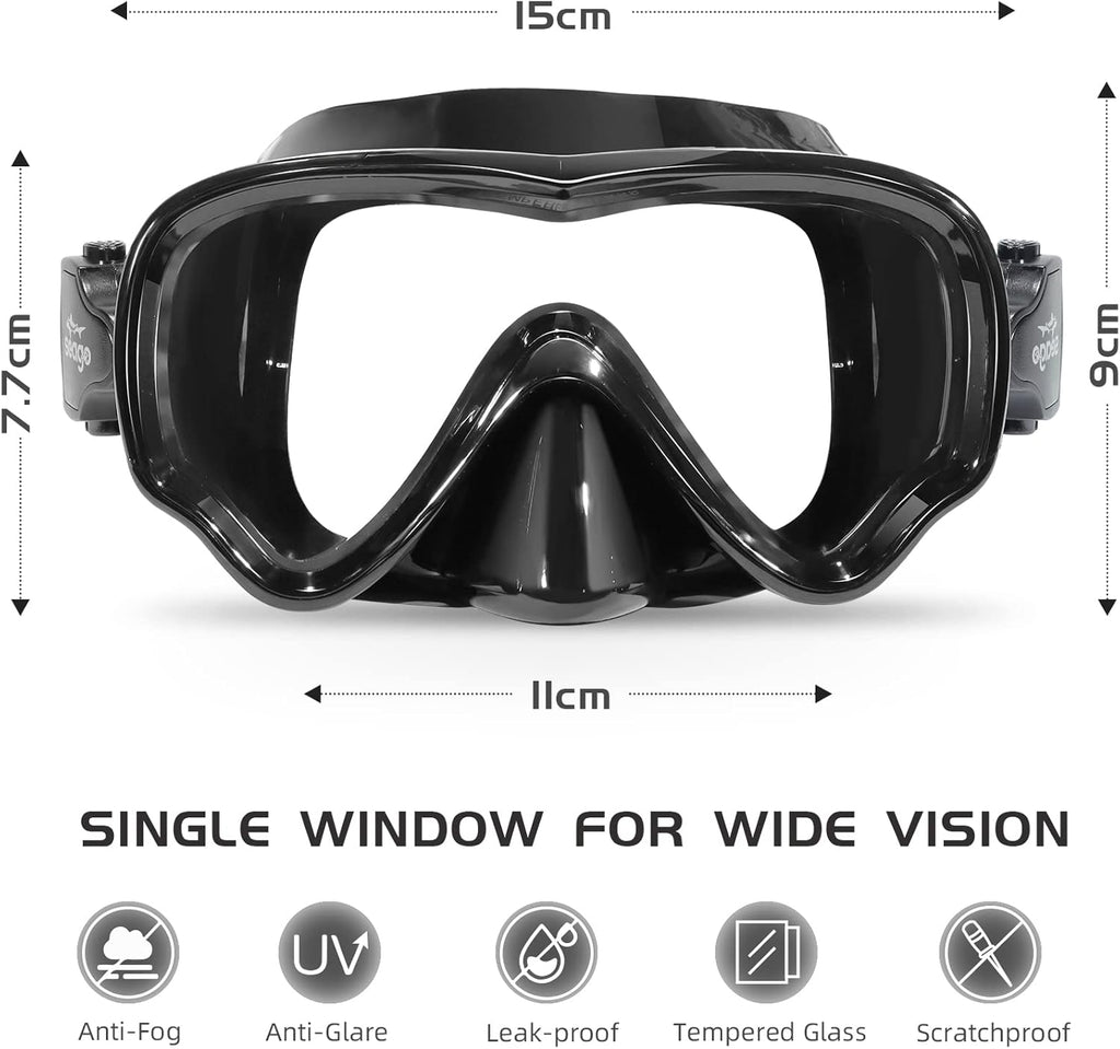 Seago Kids Swim Goggles - Anti-Fog Snorkel Diving Mask for Youth (Ages 5-15) | 180° Clear View