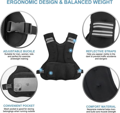 Henkelion Adjustable Weighted Vest - Enhance Your Workout with 4-20lbs Weights | Ideal for Running & Training