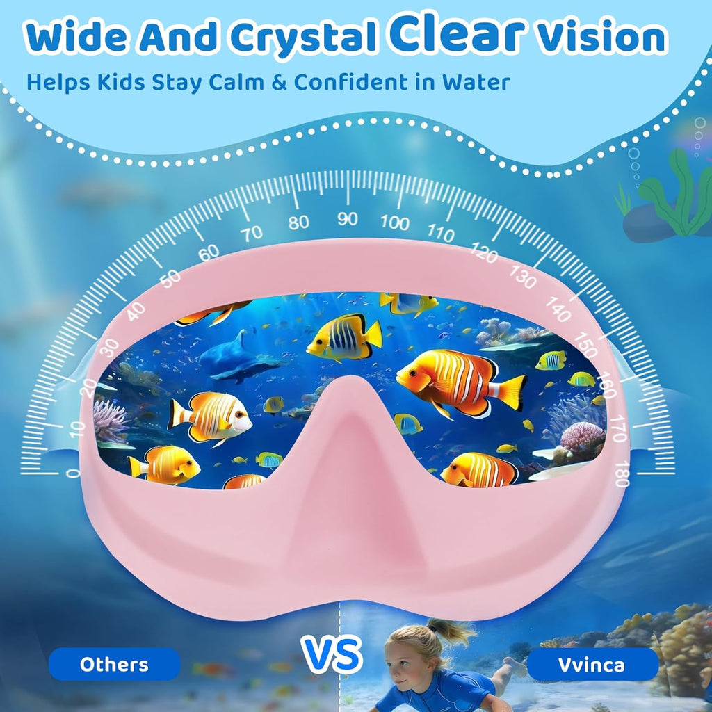 Vvinca Kids Swim Goggles - 2 Pack with Nose Cover | Anti-Fog UV Protection for Ages 3-14