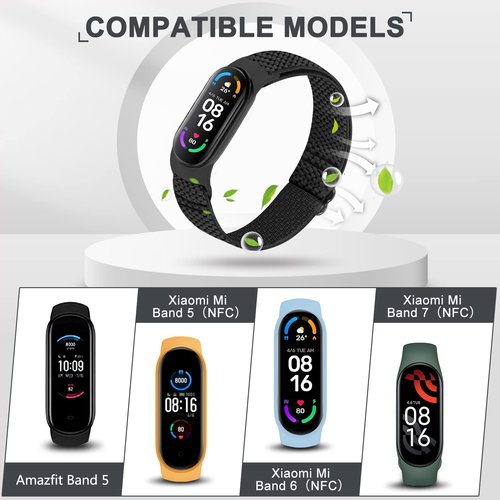 TumpCez Solo Loop Elastic Band Compatible With Xiaomi Mi Band 7 6 5 4 3/Amazfit Band 5 Straps, Adjustable Nylon Sport Replacement Wrist Strap for Women Men