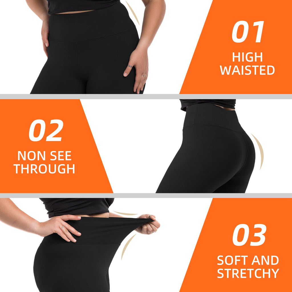 SINOPHANT Plus Size Fleece Lined Leggings for Women, High Waisted Thermal Winter Thick Yoga Pants, Buttery Soft Black Workout Running Pants (Fleece Lined Black,4X-Large)