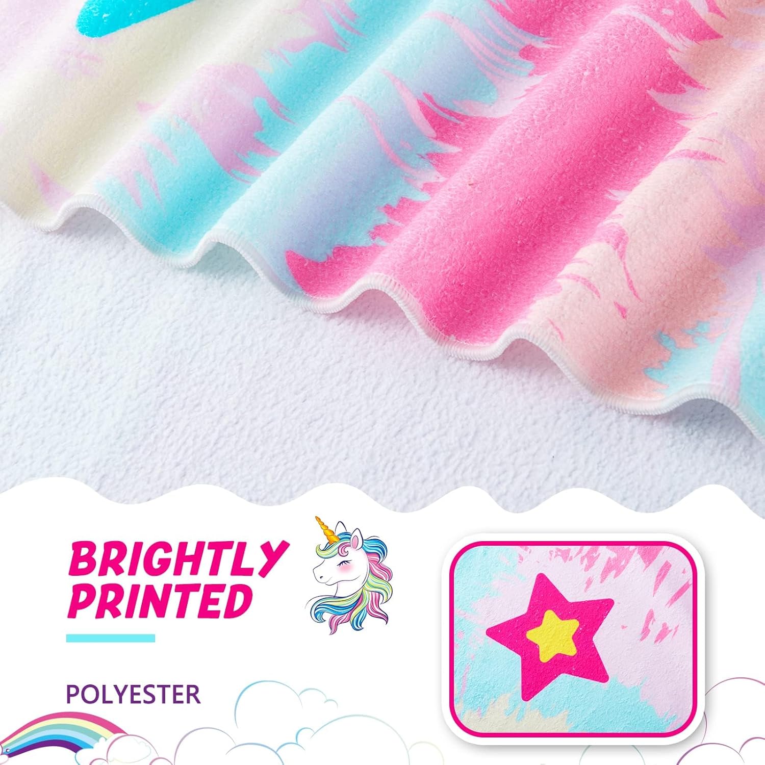 WERNNSAI Unicorn Beach Towel for Kids - Quick Dry, Ultra Absorbent, 30” x 60” | Perfect for Pool & Travel