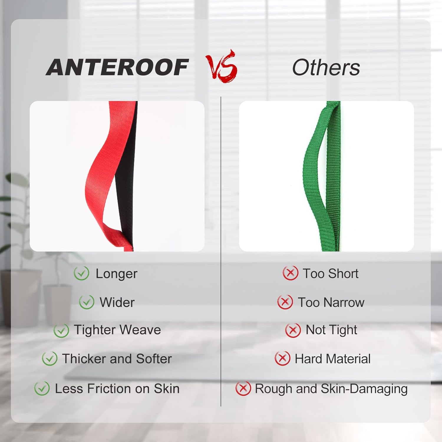 Skiennix Durable Non-Elastic Stretch Strap - 10 Loops for Yoga, Pilates & Physical Therapy | Ideal for Flexibility
