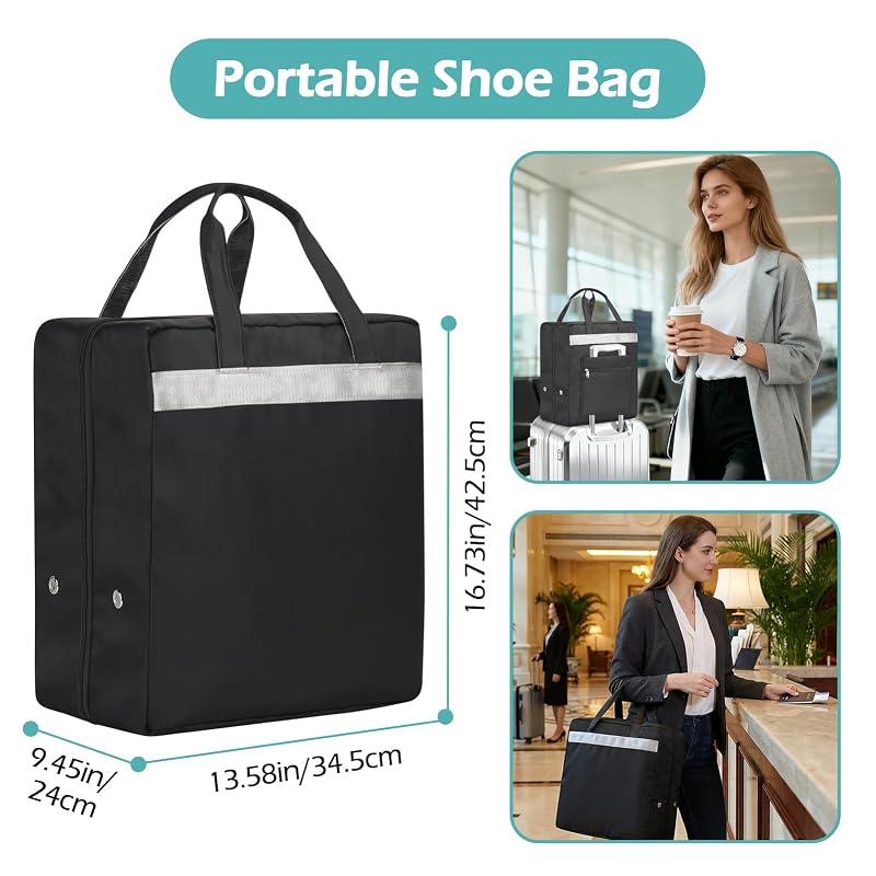 Black Travel Shoe Bags – 13.58 x 9.45 x 16.73in, 2-Compartment, Nylon, ZHIERNA