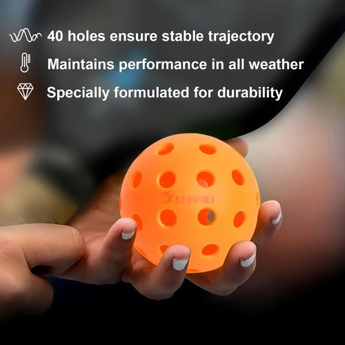 U-BRIO Pickleball Balls, 40 Holes Outdoor Pickleball Balls Orange 12 Pack High Bounce Stable Trajectory Stylish Durable Crack-Resistant Pickleballs.