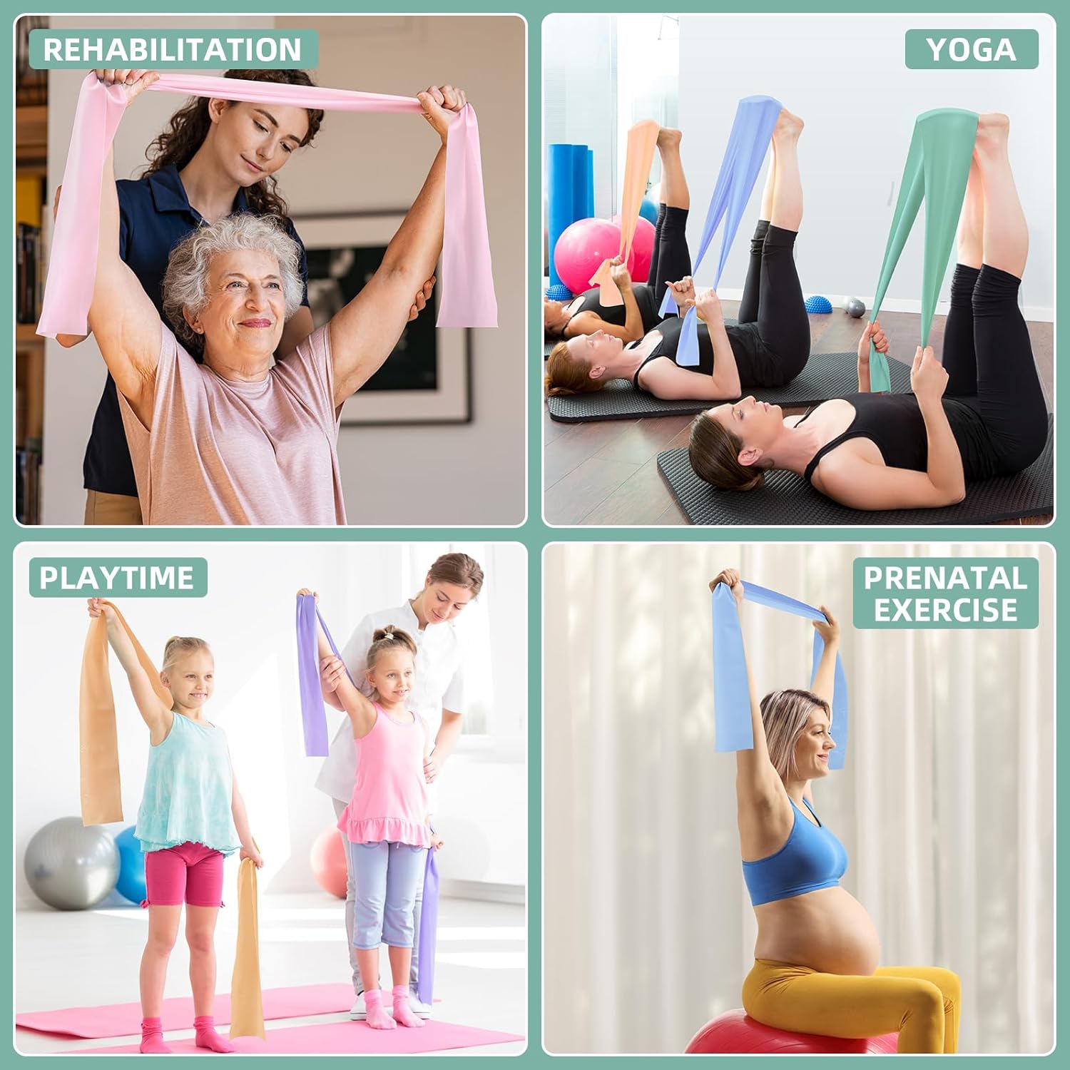 Skiennix Stretch Bands - 5 Levels of Resistance for Exercise, Physical Therapy & Yoga Starter Set