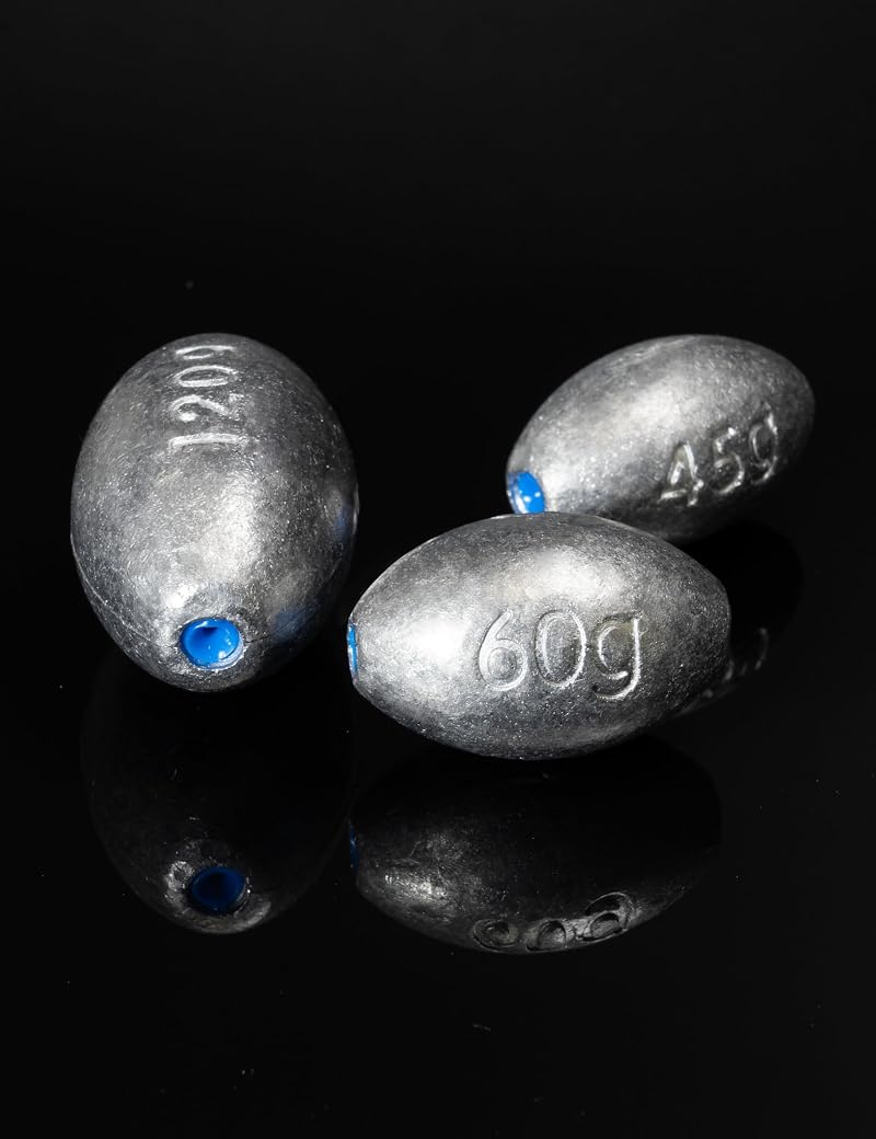 Egg Sinkers Fishing Weights, Oval Lead Sinker 1/8oz to 7oz, Includes 3oz #8 5pcs Variation